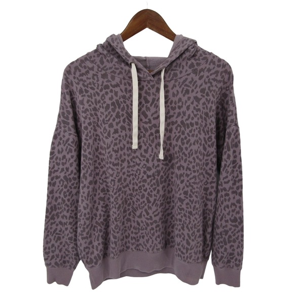 Buffalo David Bitton Tops - Womens M Purple Leopard Print Hoodie Casual Cozy Streetwear Layering Top